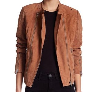Etienne Marcel Leather Suede Tan Moto Jacket